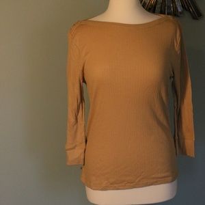 Ralph Lauren tan 3/4 length sleeved shirt. nwt l